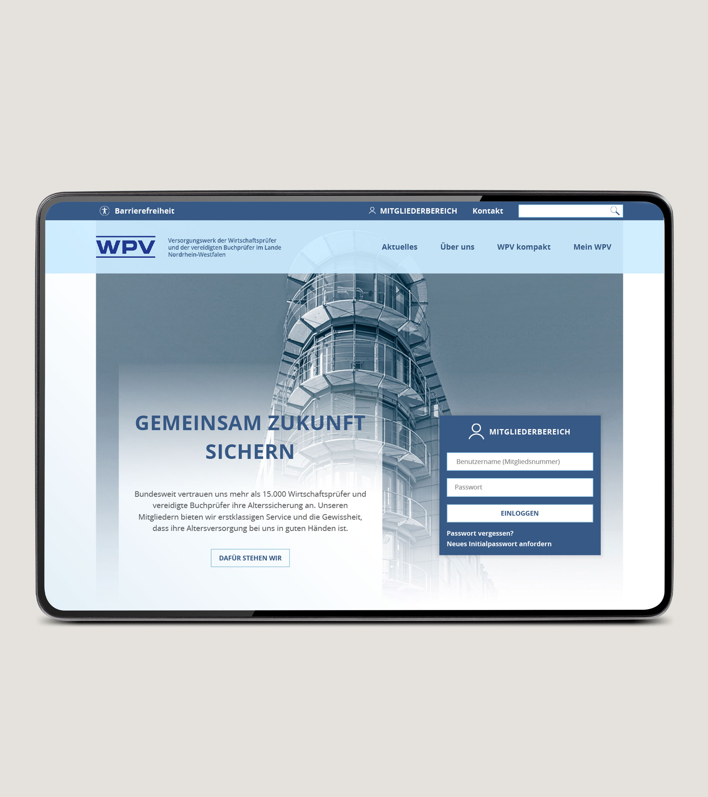 Website Versorgungswerk der Wirtschaftsprüfer (WPV)